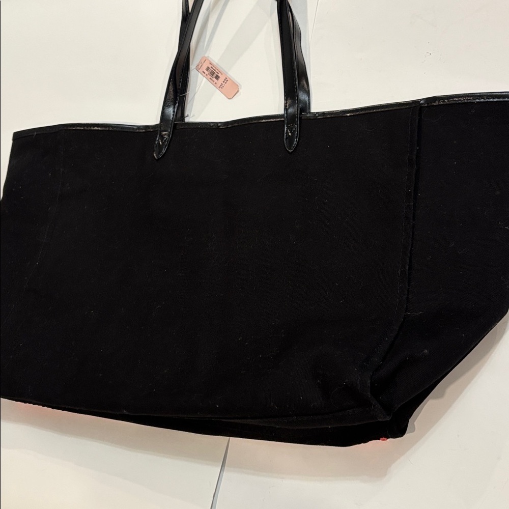 Victoria’s Secret Sequin Stripe Tote Black Large Shopper Weekender Bag NWT - Picture 9 of 14